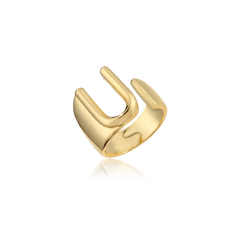 Hohler A-Z Buchstaben Goldfarbe Metall Verstellbarer Öffnungsring Initialen Name Alphabet Damen Party Statement Breiter Trendiger Schmuck