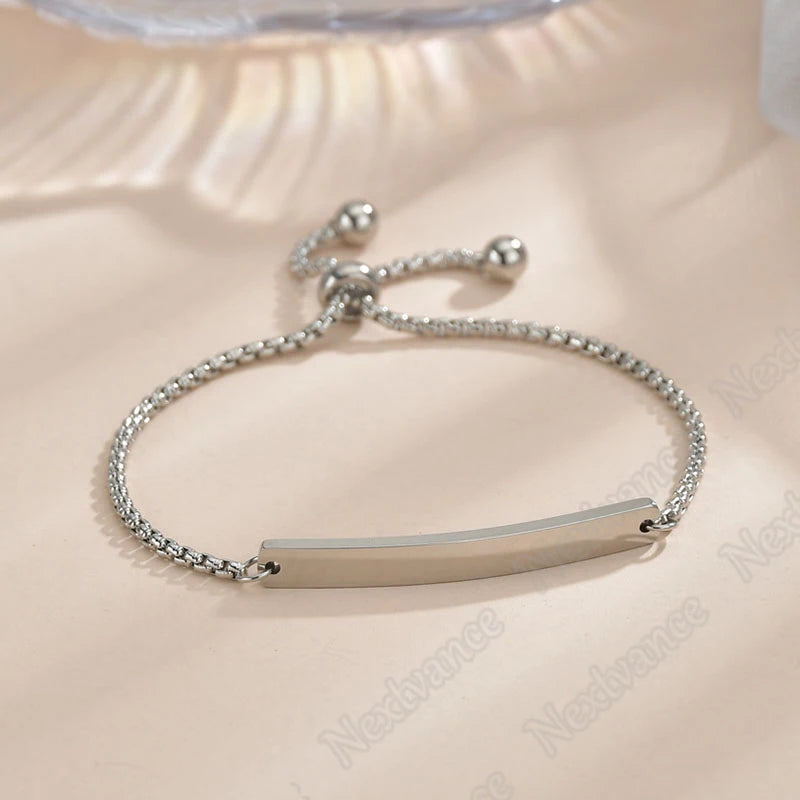Nextvance Customized Engraving Nameplate Couple Bracelets on hand Stainless Steel Chain Bracelet For Women Lovers Jewelry Day