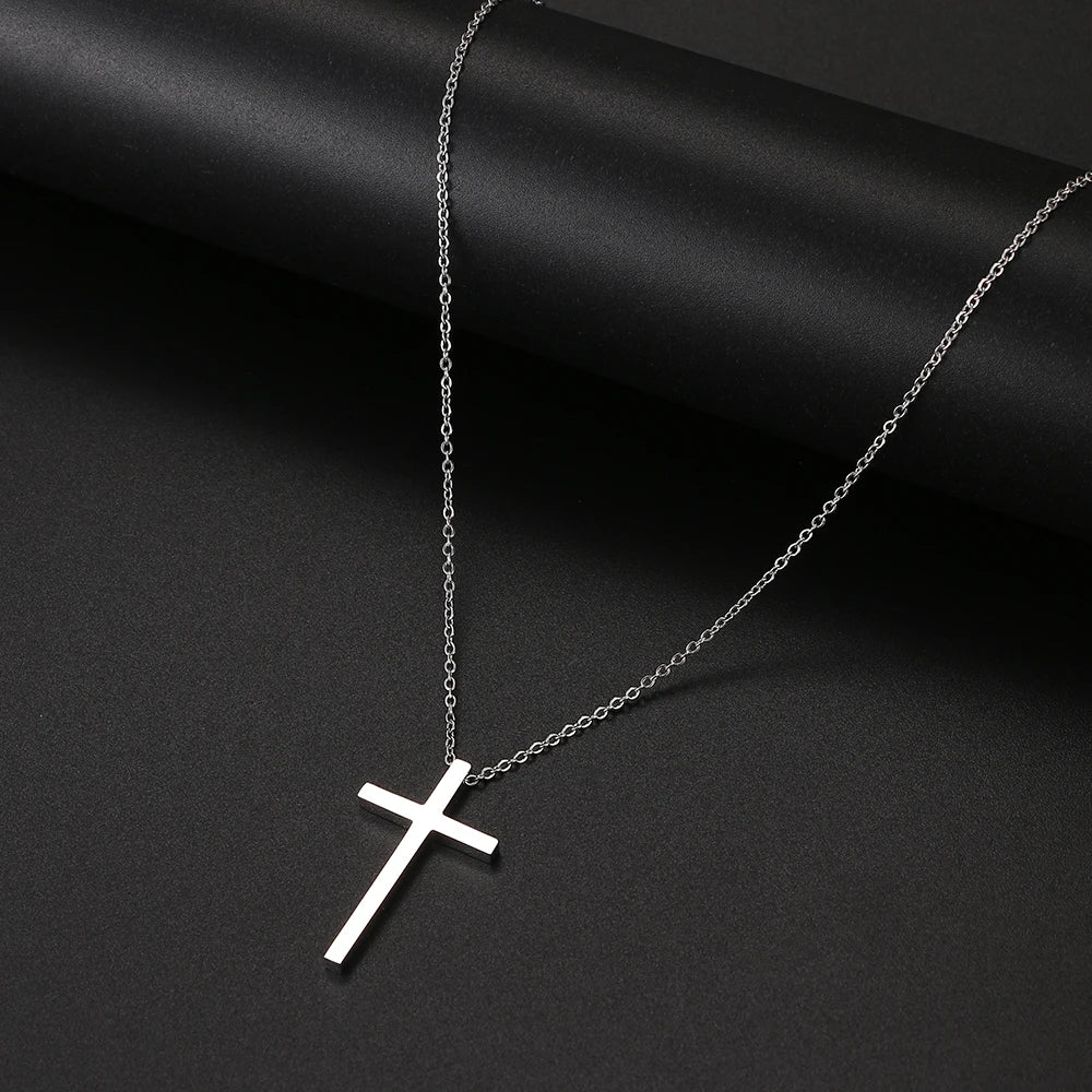 Stainless Steel Necklaces Classic Cross Jesus Fashion Large Style Man Chain Necklace For Women Jewelry Collar Pendant Gifts NEW