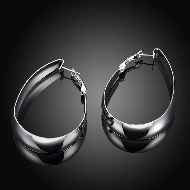 Aravant 925 Sterling Silber Glatte U-förmige Creolen für Damen Modeschmuck