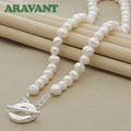 Collares de perlas de agua dulce Aravant de plata 925 de 8-9 mm para mujer, joyería de moda