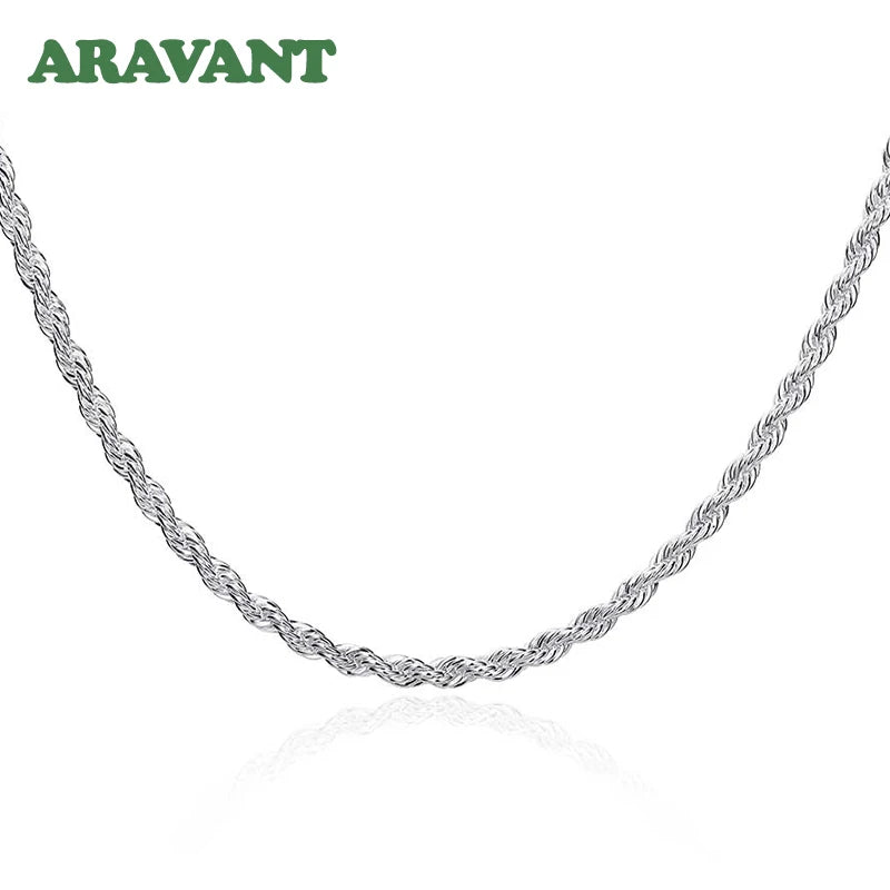 Aravant Collar de Plata 925 de 4 mm con Cadena de Serpiente Retorcida para Mujer, Joyería de Moda