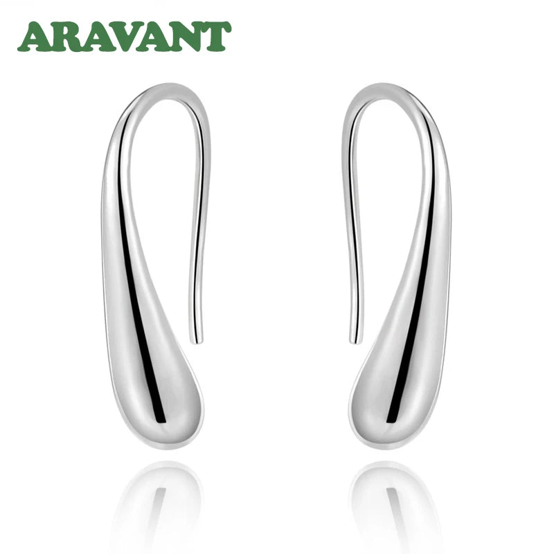 Aravant Pendientes Colgantes de Plata 925 con Forma de Lágrima/Gota de Agua/Gota de Lluvia Negros para Mujer Hombre Joyería de Moda Regalos 4 Colores