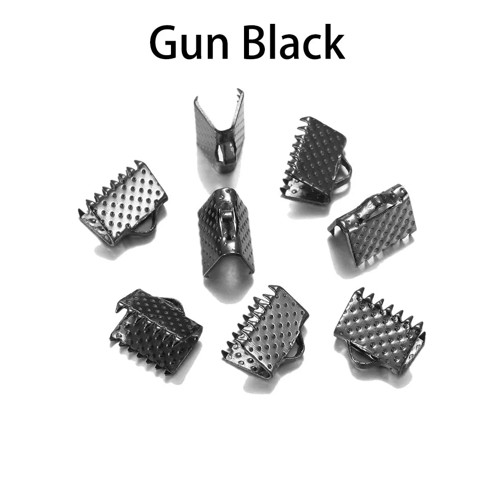 50 Stk./Los Quetschperlen Crimpverbinder Kordel Leder Clip Halskette Armbandverbinder Endkappen für DIY Schmuckherstellung Zubehör