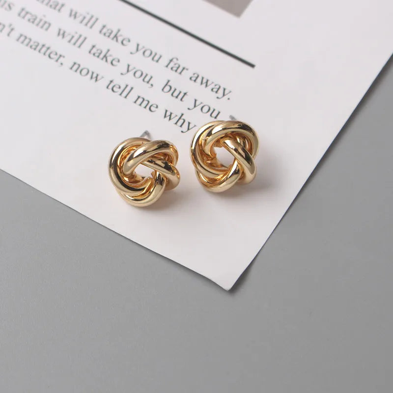 Kleine Metallstecker Ohrringe für Damen, goldfarben, gedreht, rund, kleine ausgefallene Ohrringe, Boucles d'oreilles, Modeschmuck