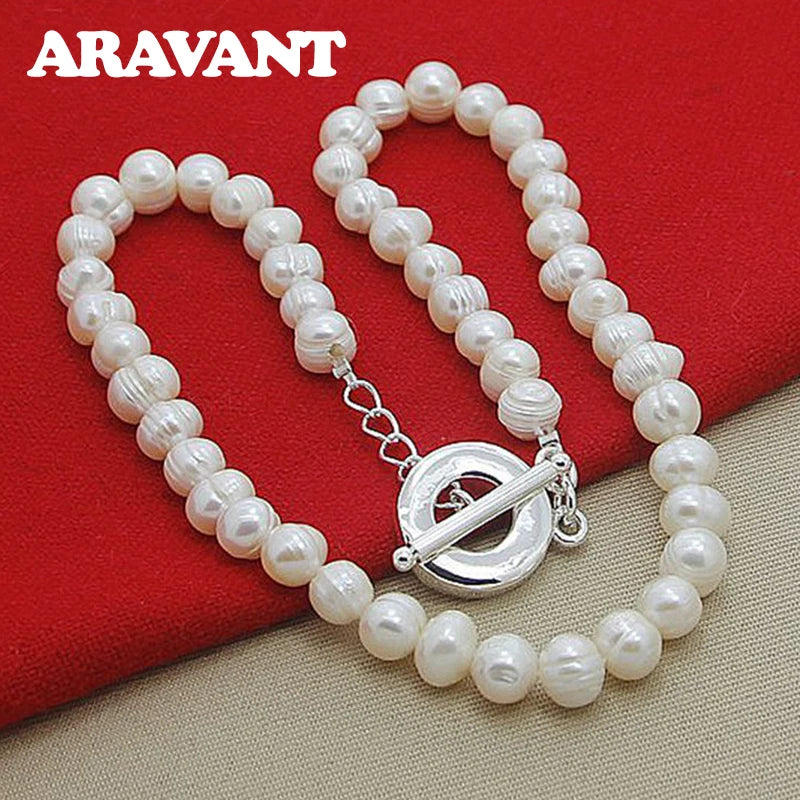 Collares de perlas de agua dulce, collar de plata 925 para mujer, joyería de moda para boda