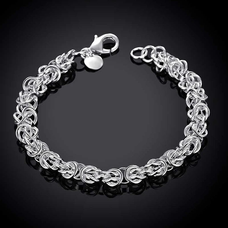 Aravant 925er Sterlingsilber 7mm Gliederkette Halskette Armband Set für Damen Modeschmuck
