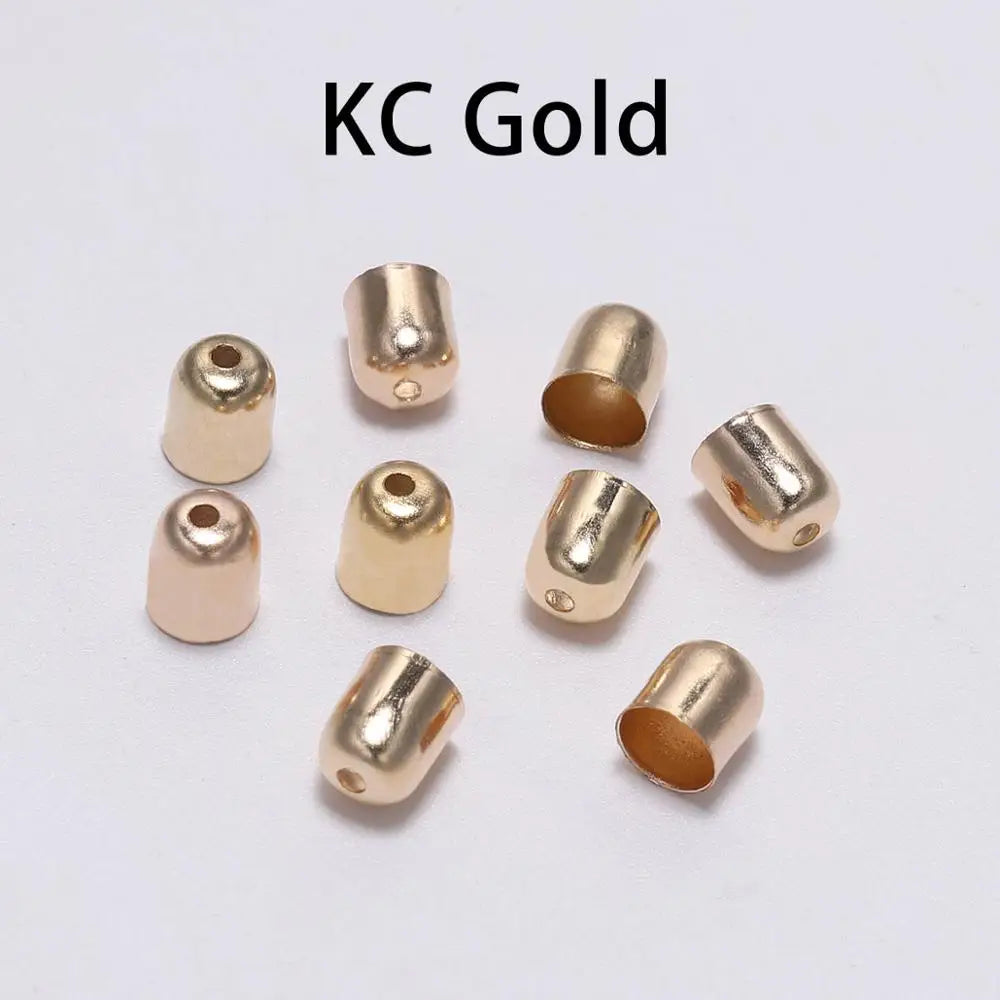 Lote de 50-100 tapas de engaste para extremos de cordones de cuero, tapas de cuentas para extremos, se adaptan a cierres de 4-12 mm para suministros de joyería de bricolaje