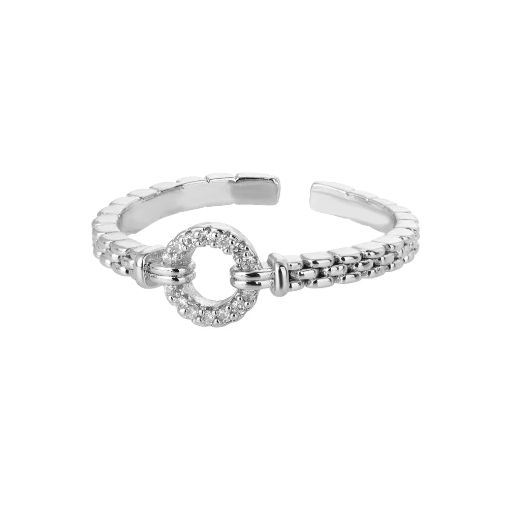 Zirkon Runde Ringe Für Frauen Punk Rock Kette Runde Offene Verstellbare Edelstahlringe Accessoires Schmuck Geschenk Bijoux Femme