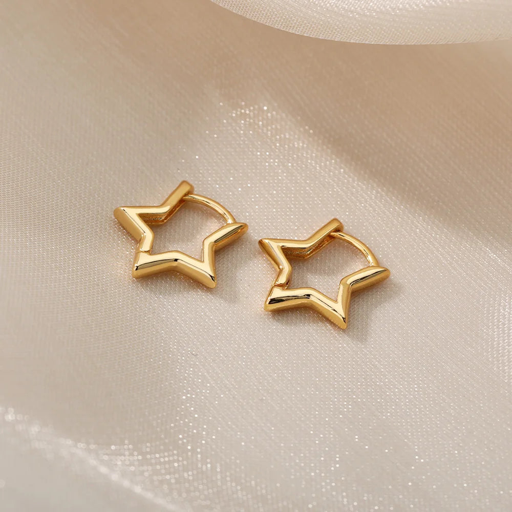 Luxus Stern Pendientes Ohrringe für Frauen Mädchen Edelstahl Minimalist Hoop Piercing 2025 Neu In Y2K Schmuck aretes de mujer