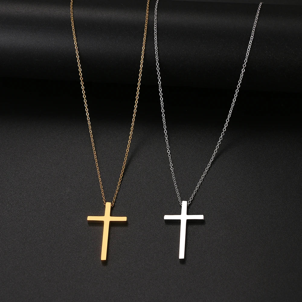 Stainless Steel Necklaces Classic Cross Jesus Fashion Large Style Man Chain Necklace For Women Jewelry Collar Pendant Gifts NEW