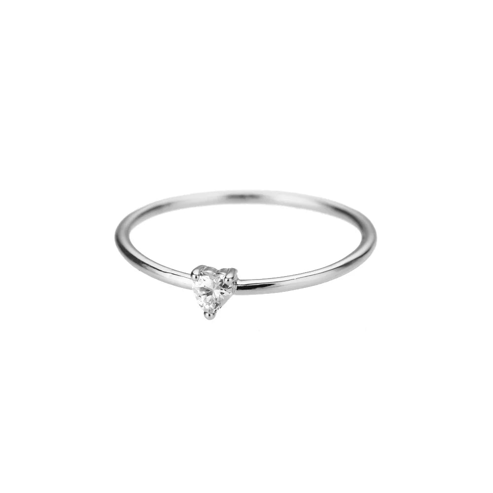 Zirkon Kleine Herzringe für Frauen Minimalismus Herzring Edelstahl Finger Zarter Ring Valentinstag Geschenke Kostenloser Versand