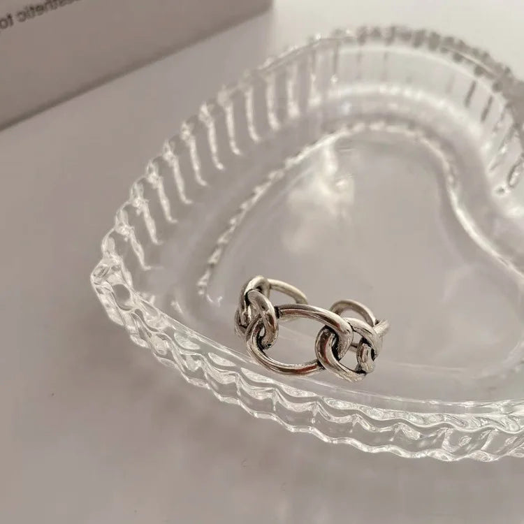 VENTFILLE 925 Sterling Silber Fingerringe Neue Mode Kreative Kreuz Hohlkette Geometrischer Partyschmuck Geschenke