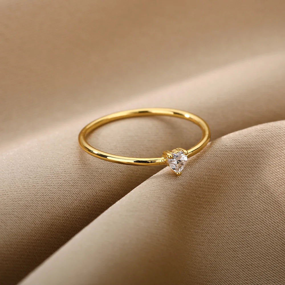 Zirkon Kleine Herzringe für Frauen Minimalismus Herzring Edelstahl Finger Zarter Ring Valentinstag Geschenke Kostenloser Versand