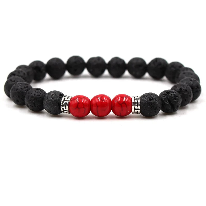 8MM Naturstein Perlenarmbänder für Frauen Männer Paar Lavagestein Heilung Balance Perlen Reiki Buddha Chakra Armreif Schmuck