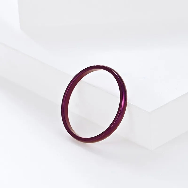 Anillo apilable fino de 2 mm, anillos de pareja de acero inoxidable para mujeres y hombres, talla 4-12
