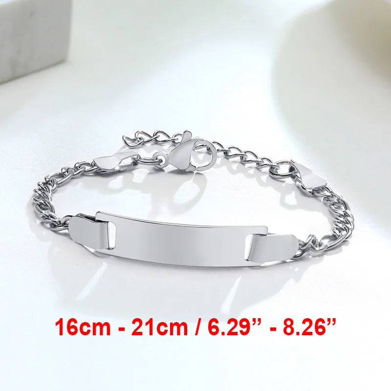 Personalisierte Armbänder mit Gravur für Namen und Geburtsdatum, persönliches Geburtstagsgeschenk für kleine Jungen und Mädchen, Edelstahlarmband