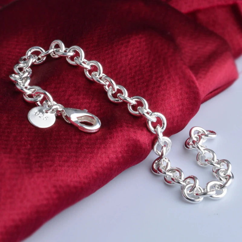 Aravant 925er Sterlingsilber 6mm Gliederkettenarmband für Damen Mode Schmuck