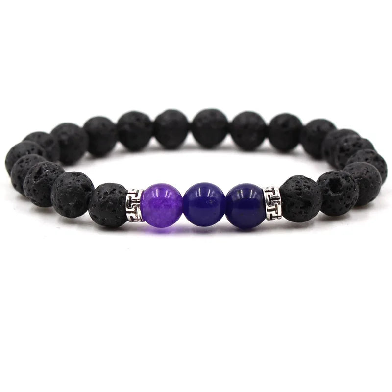 8MM Naturstein Perlenarmbänder für Frauen Männer Paar Lavagestein Heilung Balance Perlen Reiki Buddha Chakra Armreif Schmuck