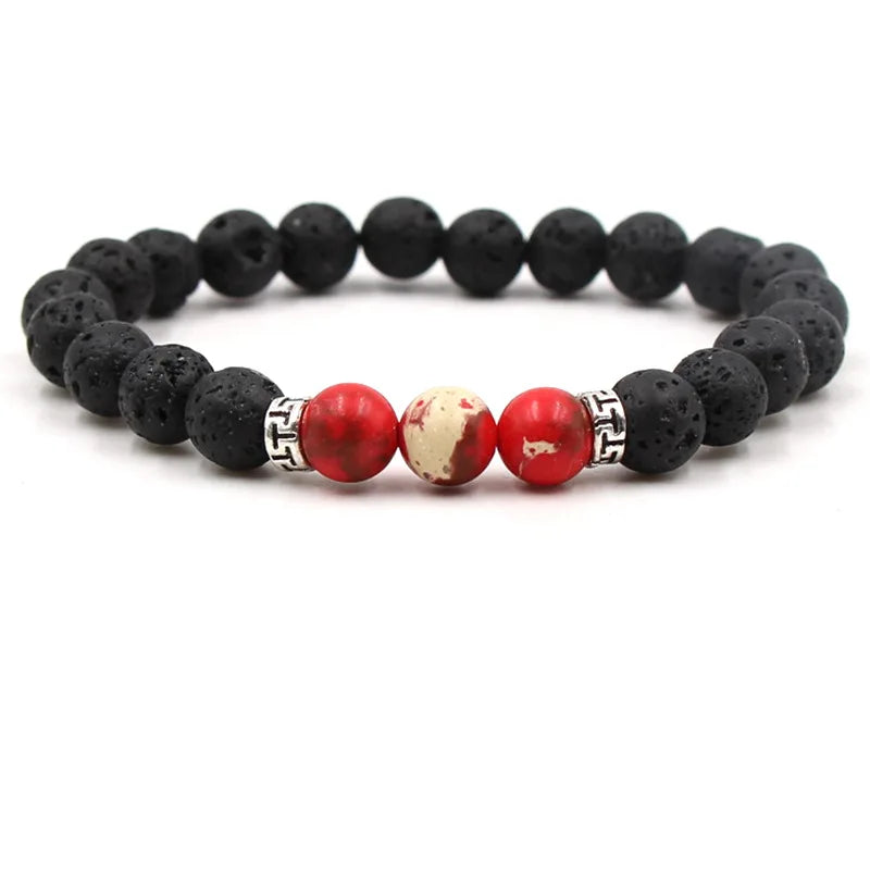 8MM Naturstein Perlenarmbänder für Frauen Männer Paar Lavagestein Heilung Balance Perlen Reiki Buddha Chakra Armreif Schmuck
