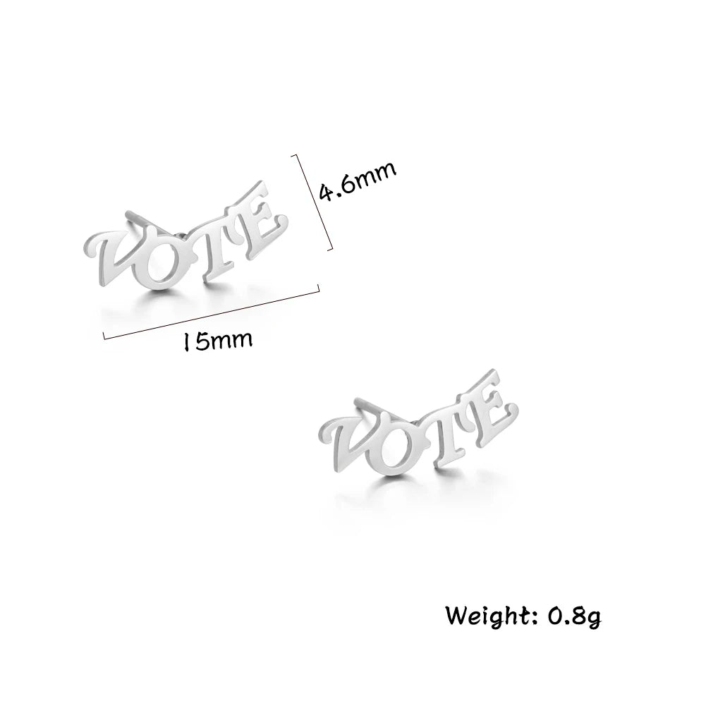 Sipuris Custom Name Logo Stud Earrings Stainless Steel Personalized Initial Nameplate Fashion Jewelry For Women Weddings Gifts
