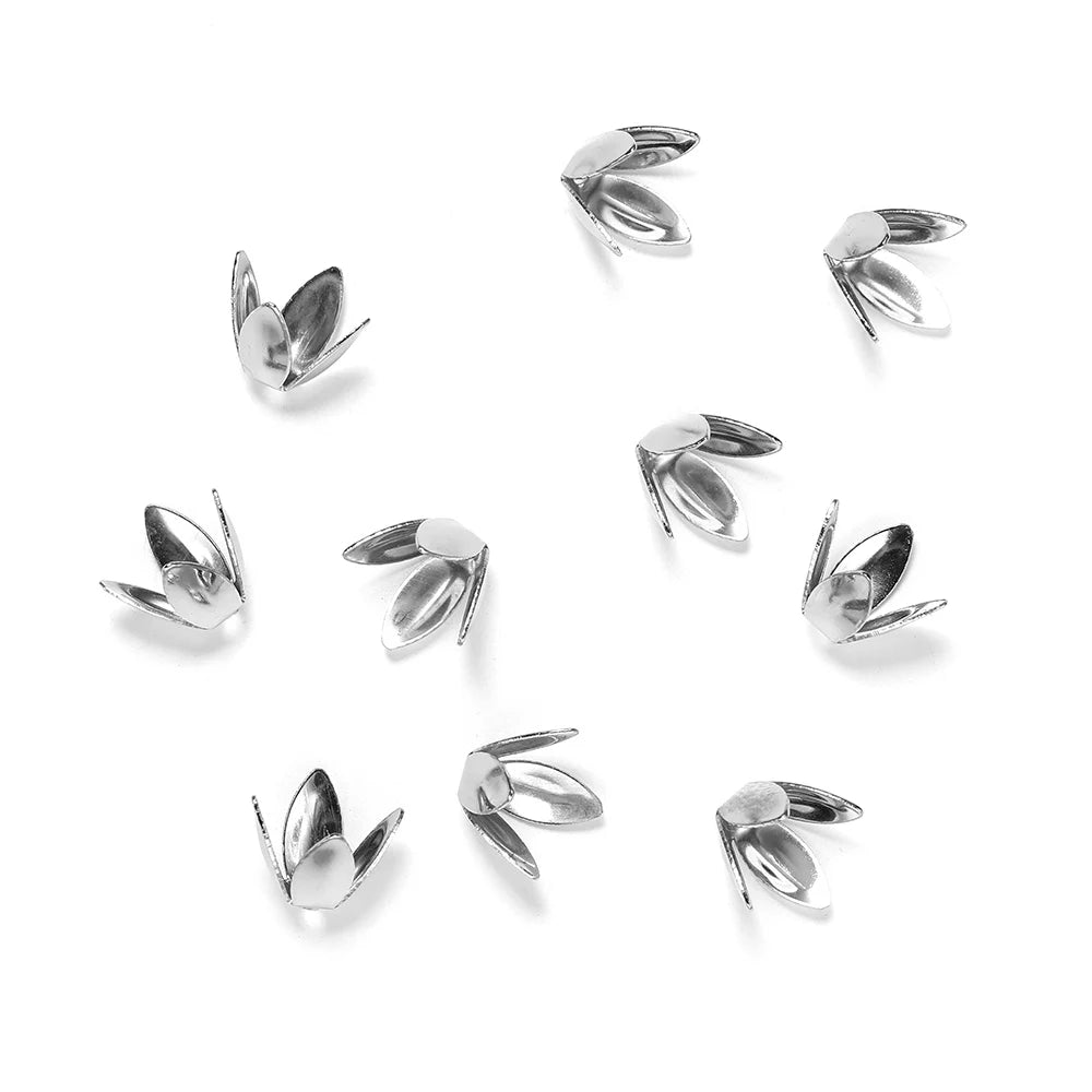 100 Stück/Los Vierblättrige Blume Metall lose Abstandhalter Kappen Blütenblatt getrennte Endkappen für die Schmuckherstellung Armbandzubehör