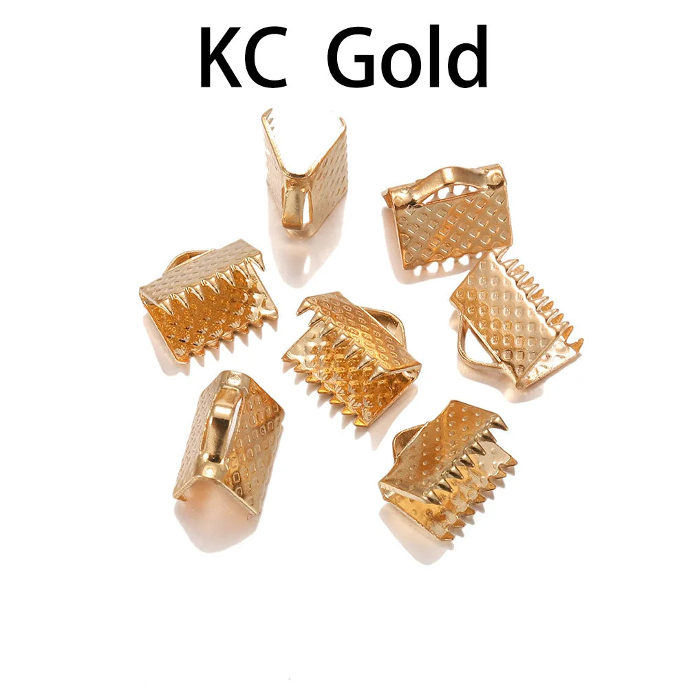 50 Stk./Los Quetschperlen Crimpverbinder Kordel Leder Clip Halskette Armbandverbinder Endkappen für DIY Schmuckherstellung Zubehör