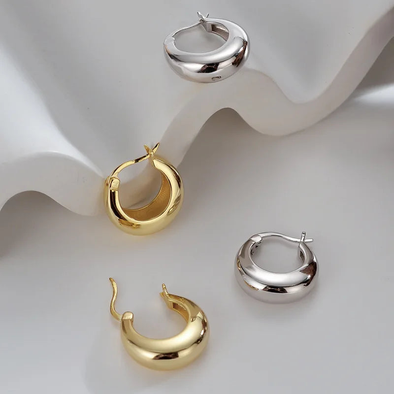 Pendientes de aro gruesos de plata de ley 925 chapados para mujer, joyería geométrica de círculo punk para oreja, regalos de fiesta, Dropshipping de novedad de 2021