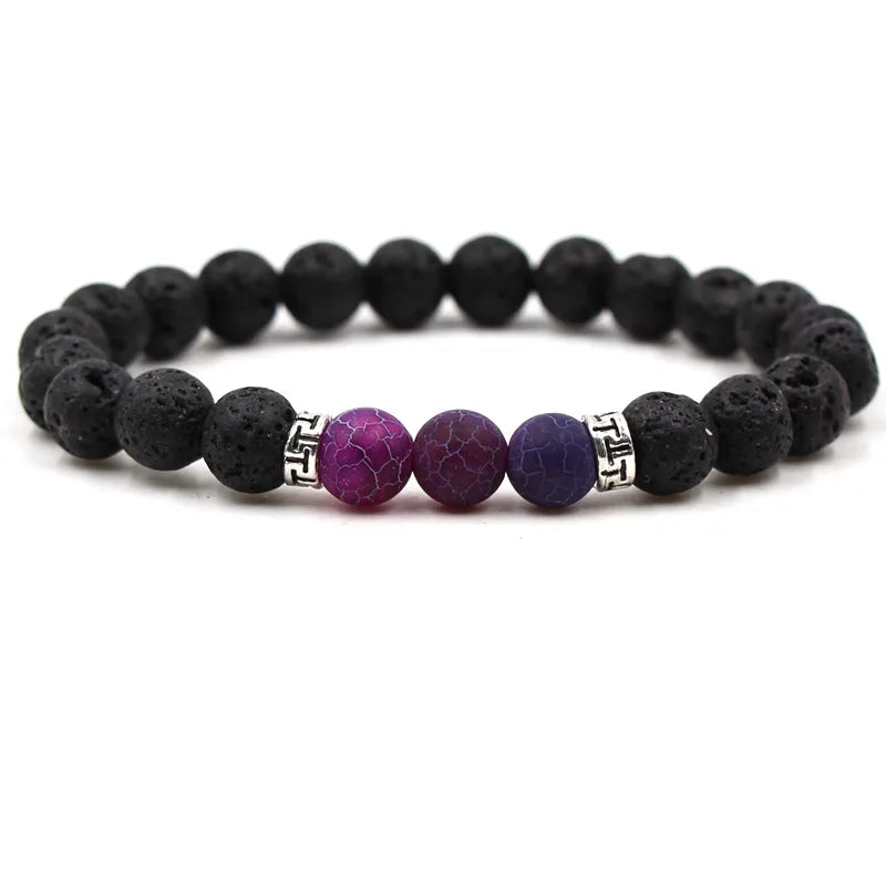 8MM Naturstein Perlenarmbänder für Frauen Männer Paar Lavagestein Heilung Balance Perlen Reiki Buddha Chakra Armreif Schmuck