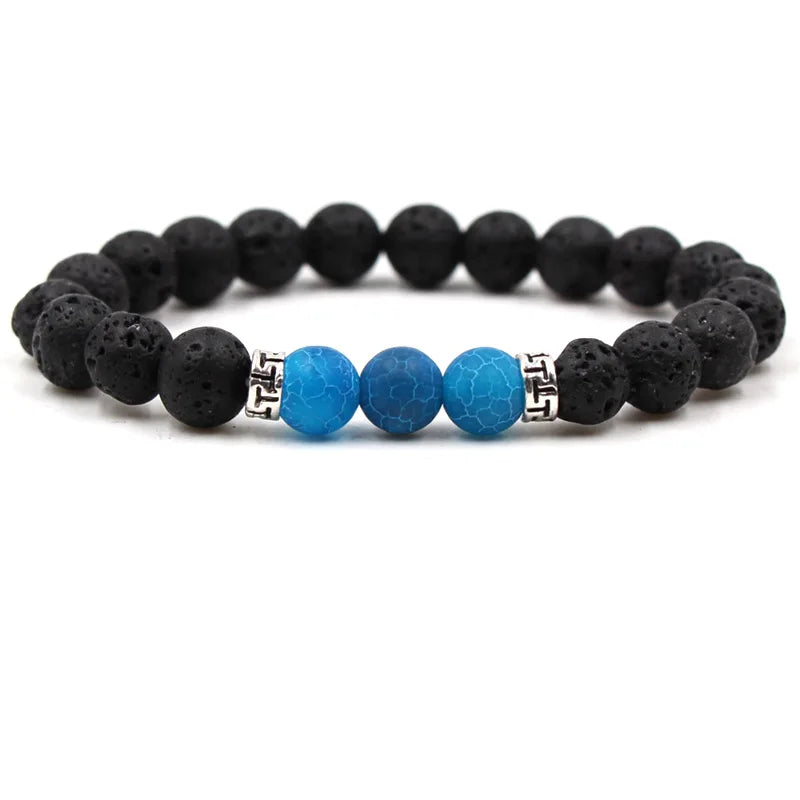 8MM Naturstein Perlenarmbänder für Frauen Männer Paar Lavagestein Heilung Balance Perlen Reiki Buddha Chakra Armreif Schmuck