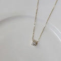 VENTFILLE Plata de Ley 925 Francesa Simple Cristal Colgante Cadena de Clavícula Collar Mujer Lujo Ligero Fiesta Joyería de Oro de 14k