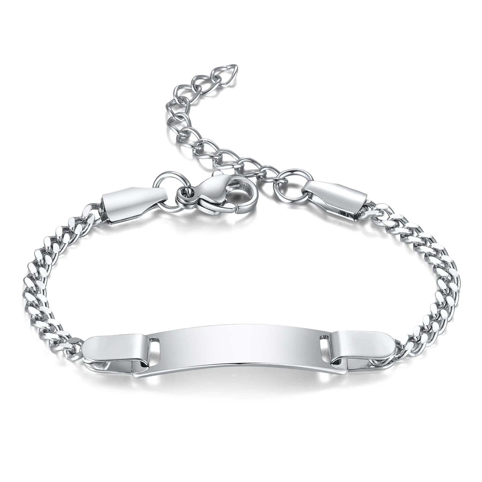 Personalisiertes Armband mit Wunschnamen und Herz, Edelstahl Figaro-Kettenglied verstellbar, graviertes Geschenk für Jungen und Mädchen