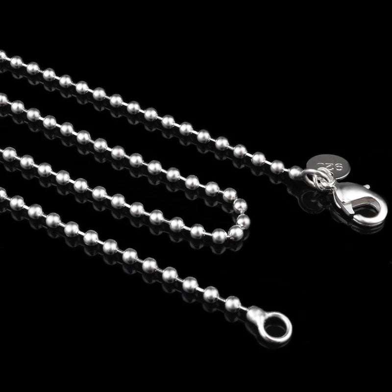 Aravant Cadena de Plata 925 de 2 mm con Cuentas para Mujer Joyería de Moda Regalos