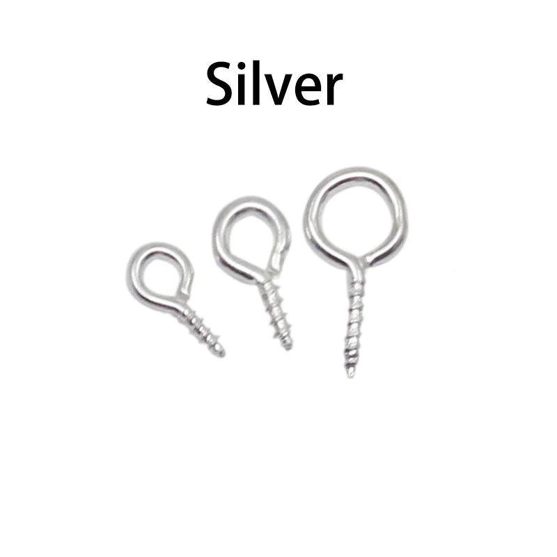 100-200 unidades de mini ganchos de ojo, cierres de tornillo dorados, conectores, colgantes, ganchos roscados para hacer joyas, accesorios
