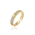 Klassisches Design Bling Bling Kreuzring 2026 Mode Goldfarben CZ Offener Ring Verstellbar Großhandel Christlicher Schmuck Geschenk