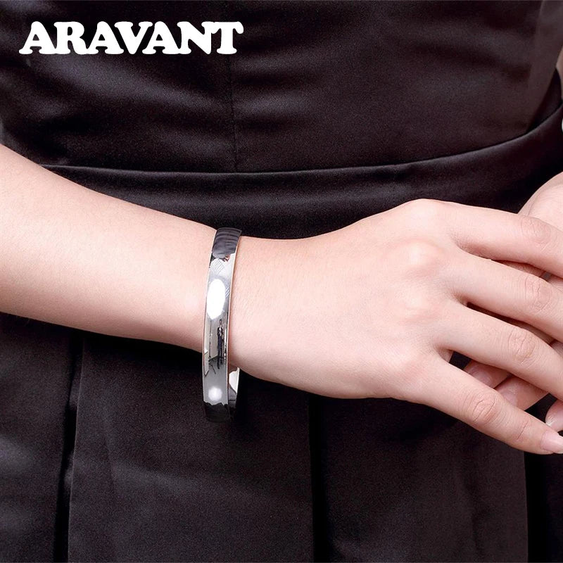 Aravant 925er Silber 10MM Glattes Armband & Armreif für Männer und Frauen Modeschmuck Geschenke