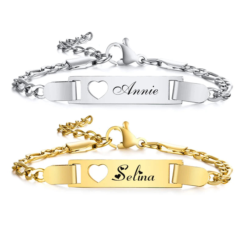 Personalisierte Armbänder mit Gravur für Namen und Geburtsdatum, persönliches Geburtstagsgeschenk für kleine Jungen und Mädchen, Edelstahlarmband