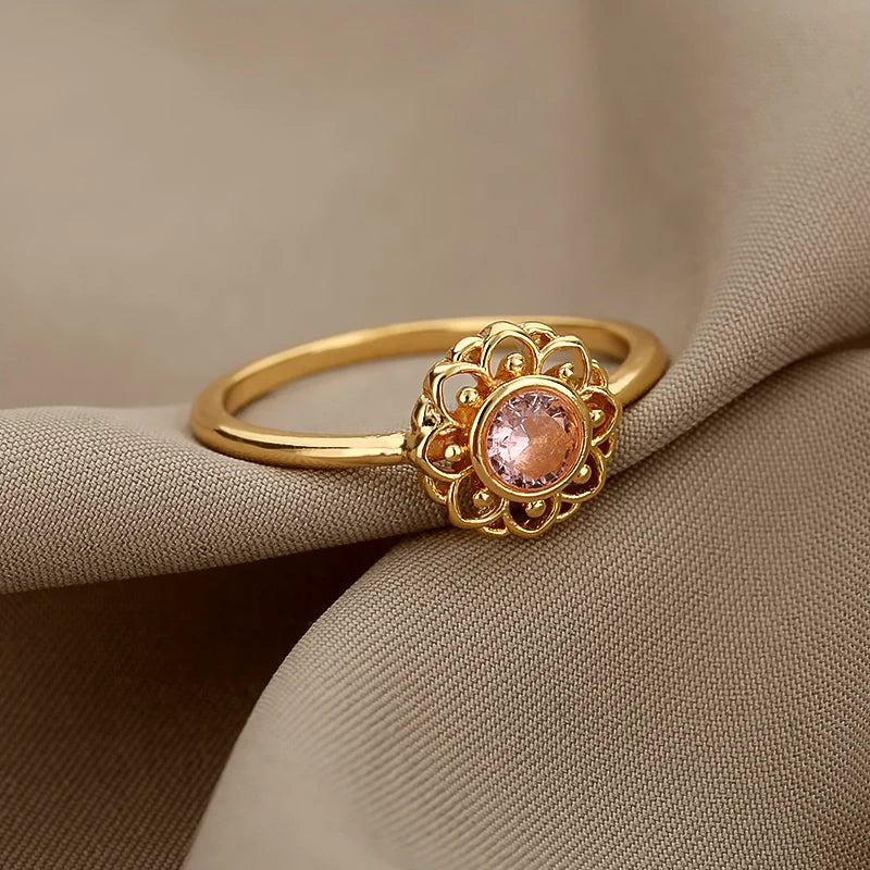 Mode Opal Fingerringe für Frauen Edelstahl Verstellbarer Paar Geometrischer Ring Handgefertigter Ästhetischer Schmuck Anillos Geschenk