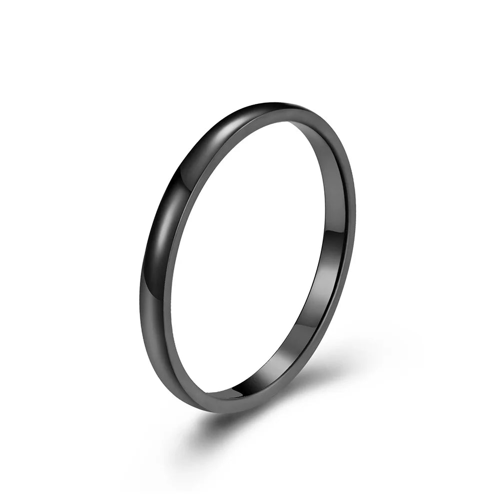 2mm dünner stapelbarer Ring Edelstahl Paarringe für Frauen und Männer Größe 4-12