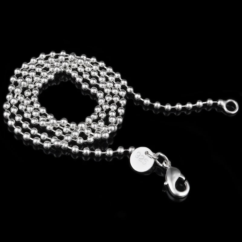Aravant Cadena de Plata 925 de 2 mm con Cuentas para Mujer Joyería de Moda Regalos
