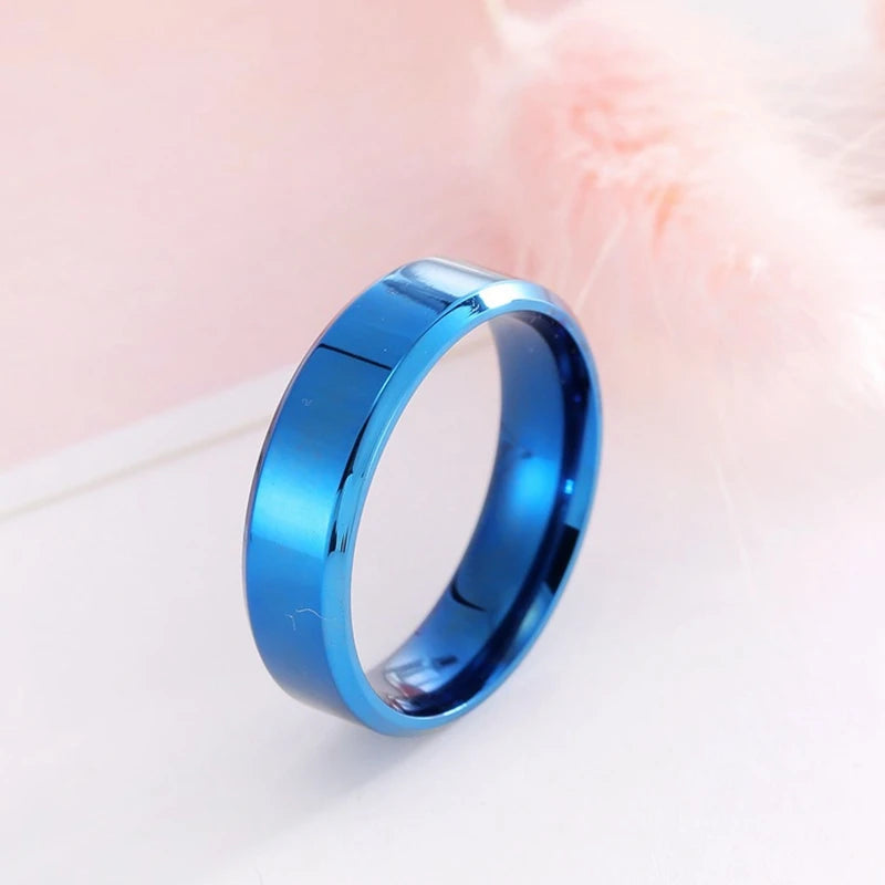 Edelstahl Schwarze Ringe für Frauen Eheringe Herren Schmuck Breite 6mm Benutzerdefinierte Gravur Name Logo