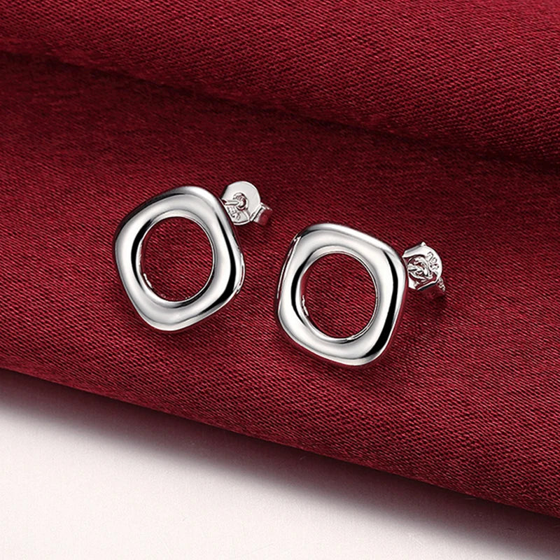Aravant 925er Sterlingsilber quadratische Ohrringe Ringe Halskette Armband Set für Damen Partyschmuck Weihnachtsgeschenk