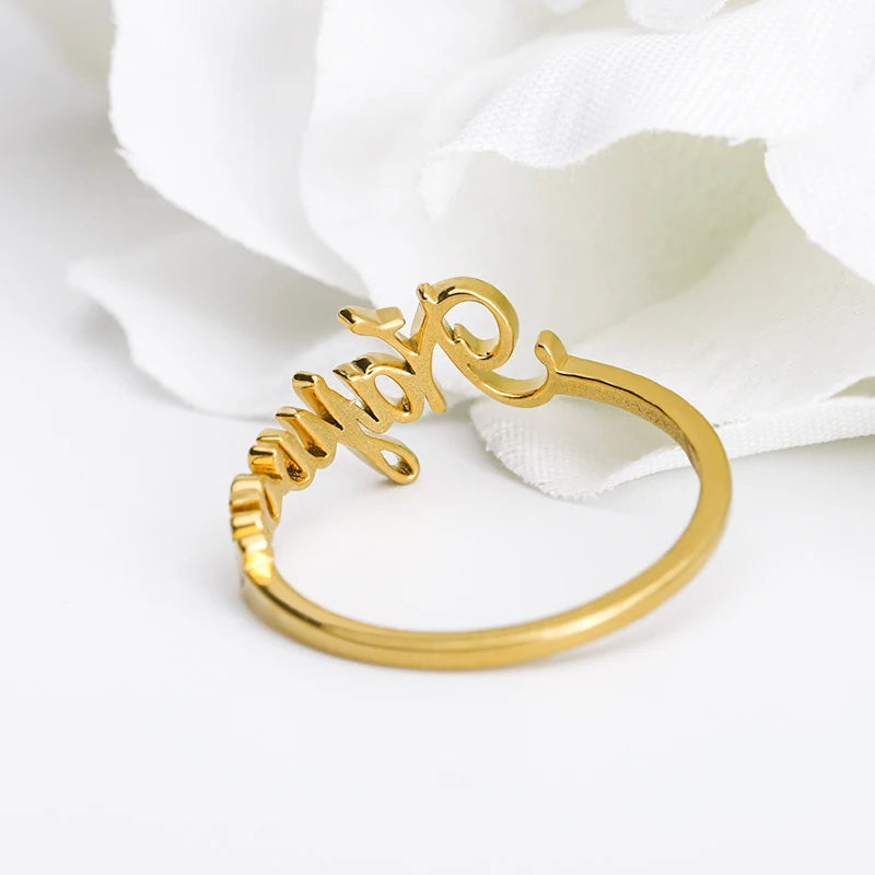 Anillos con nombre personalizado para mujer de acero inoxidable chapado en oro, anillo con inicial de letra, joyería de boda, Bijoux Femme 2023