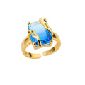 Minimalistische Zirkon Blaue Kristallstein-Ringe für Frauen Edelstahl Zirkonia Quadrat Geometrie Ring Party Schmuck Geschenk