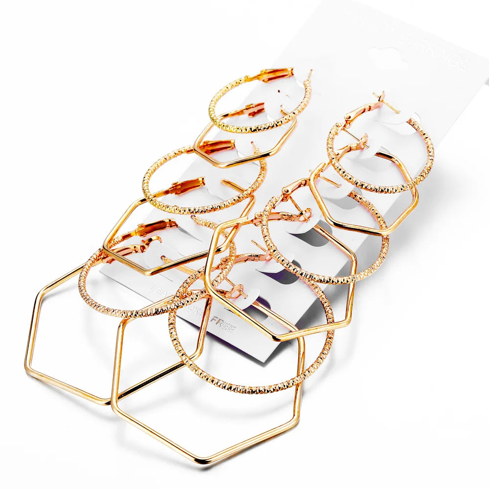Modische, hyperbolische Creolen für Frauen, gold-silberfarben, kleine, große Polygon-Kreis-Ohrringe, weiblicher trendiger Schmuck als Geschenk