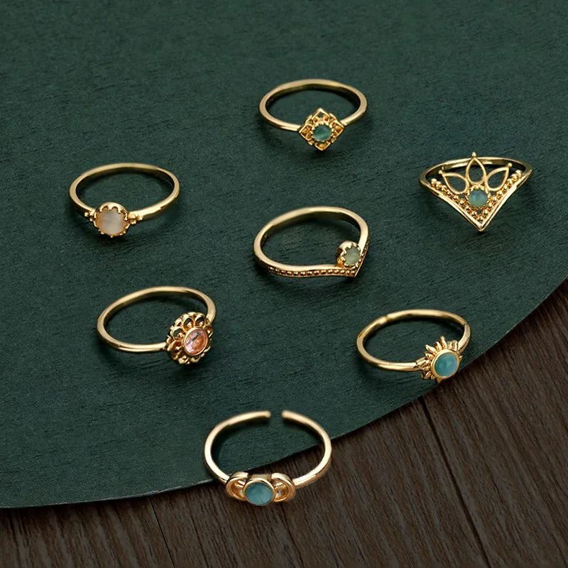 Mode Opal Fingerringe für Frauen Edelstahl Verstellbarer Paar Geometrischer Ring Handgefertigter Ästhetischer Schmuck Anillos Geschenk