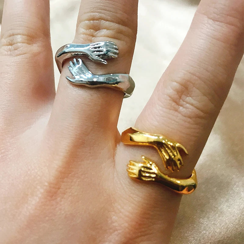 Gothic Umarmung Muskelhände Ringe für Frauen Männer Verstellbarer Offener Manschettenring Party Hochzeit Paar Ringe Vintage Schmuck Anillos Bague