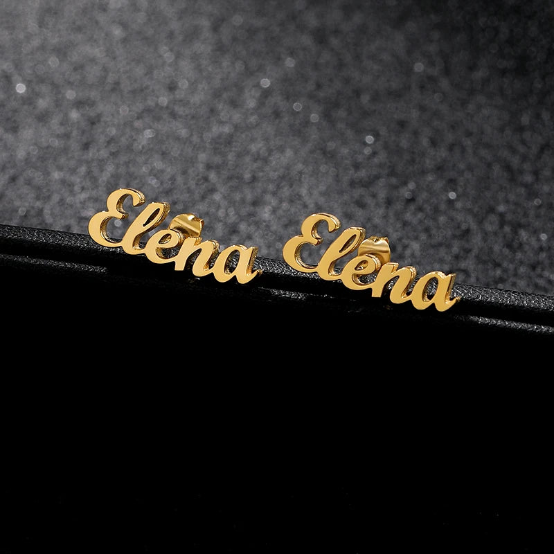 Personalisierte Namens-Ohrstecker für Damen, Edelstahl-Ohrringe mit beliebigem Muster, für die beste Freundin, Mädchenschmuck, Ohrringe für Damen