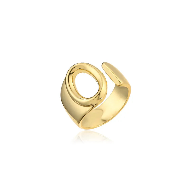 Hohler A-Z Buchstaben Goldfarbe Metall Verstellbarer Öffnungsring Initialen Name Alphabet Damen Party Statement Breiter Trendiger Schmuck