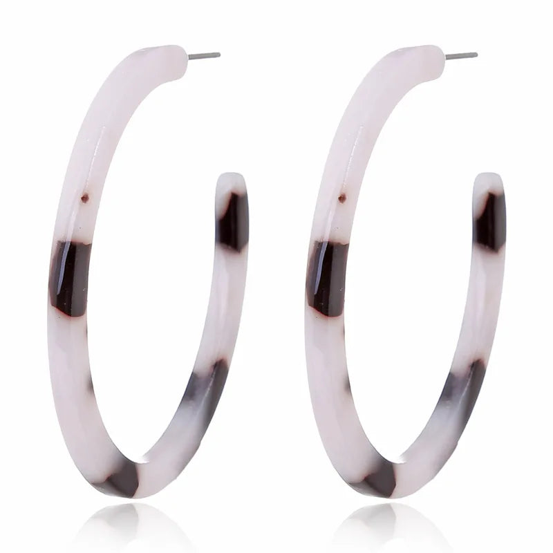 Pendientes de aro de leopardo redondos vintage de ácido acético para mujer, grandes, minimalistas, circulares, de acrílico, nueva joyería bohemia